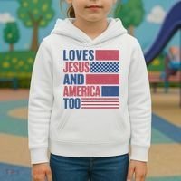 Love Jesus America Too Kids Hoodie thumb 3