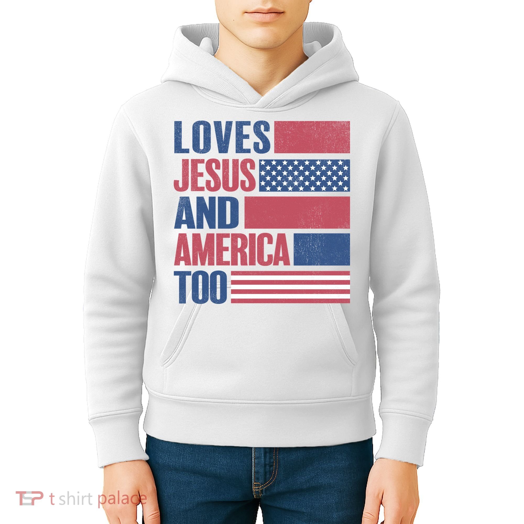 Love Jesus America Too Kids Hoodie