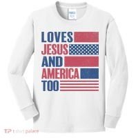 Love Jesus America Too Kids Long Sleeve Shirt thumb 0