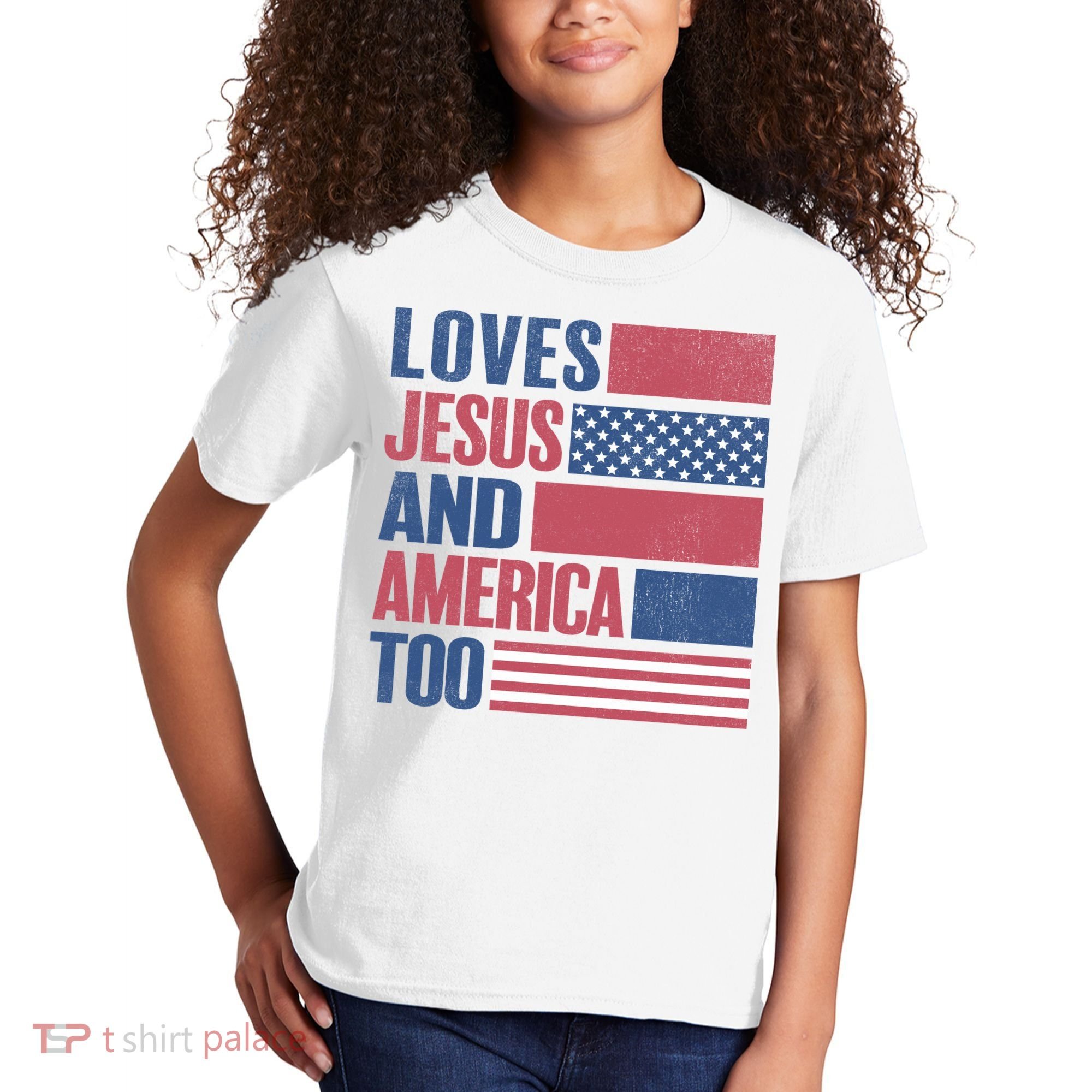 Love Jesus America Too Kids T-Shirt