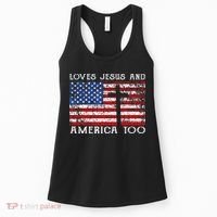 Loves Jesus And America Too Usa Patriotic Christian Women's Tank Top thumb 0