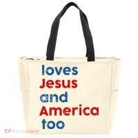 Loves Jesus and America Too Tote Bag thumb 0