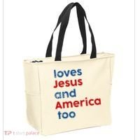 Loves Jesus and America Too Tote Bag thumb 2