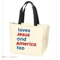 Loves Jesus and America Too Tote Bag thumb 3