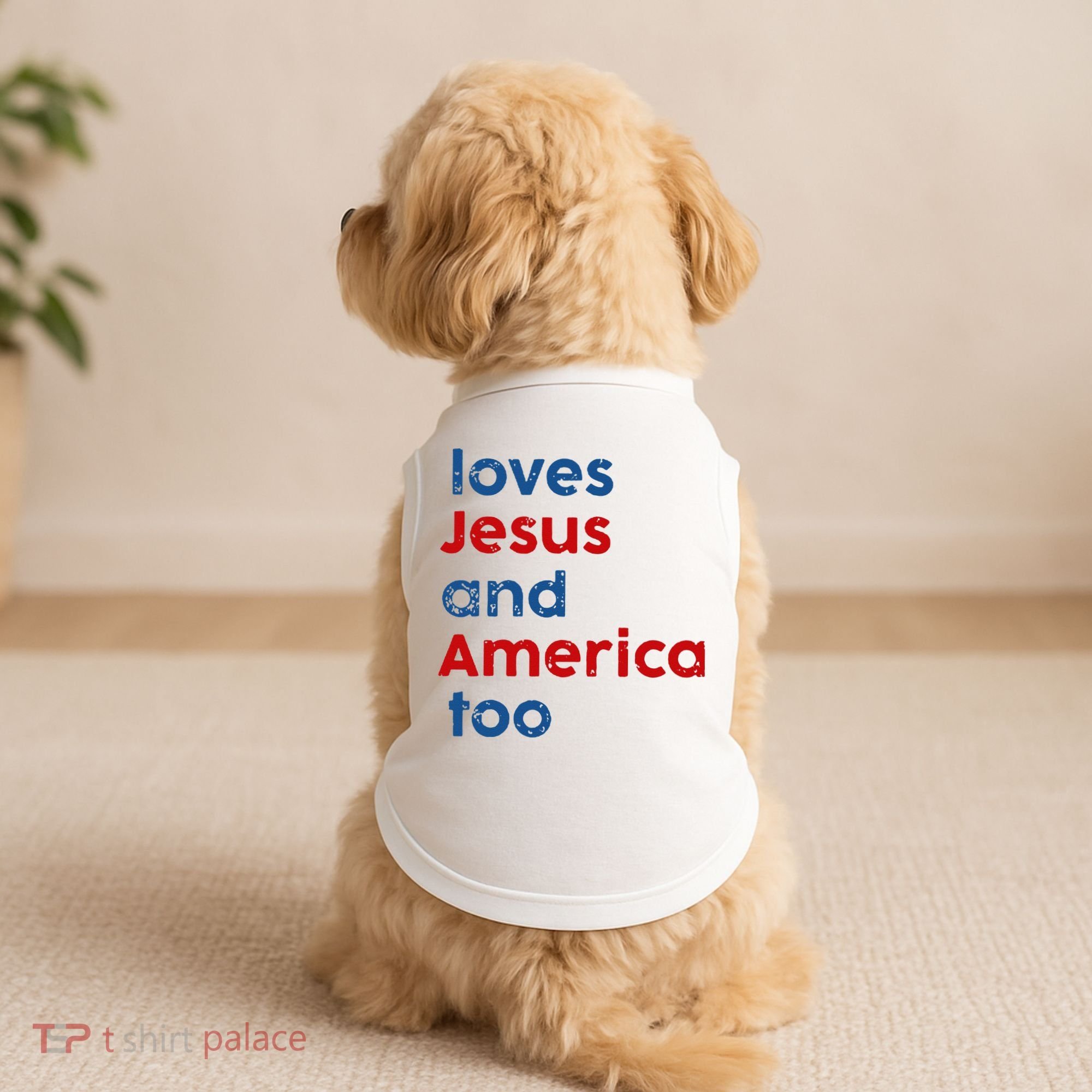Loves Jesus and America Too Doggie Tank