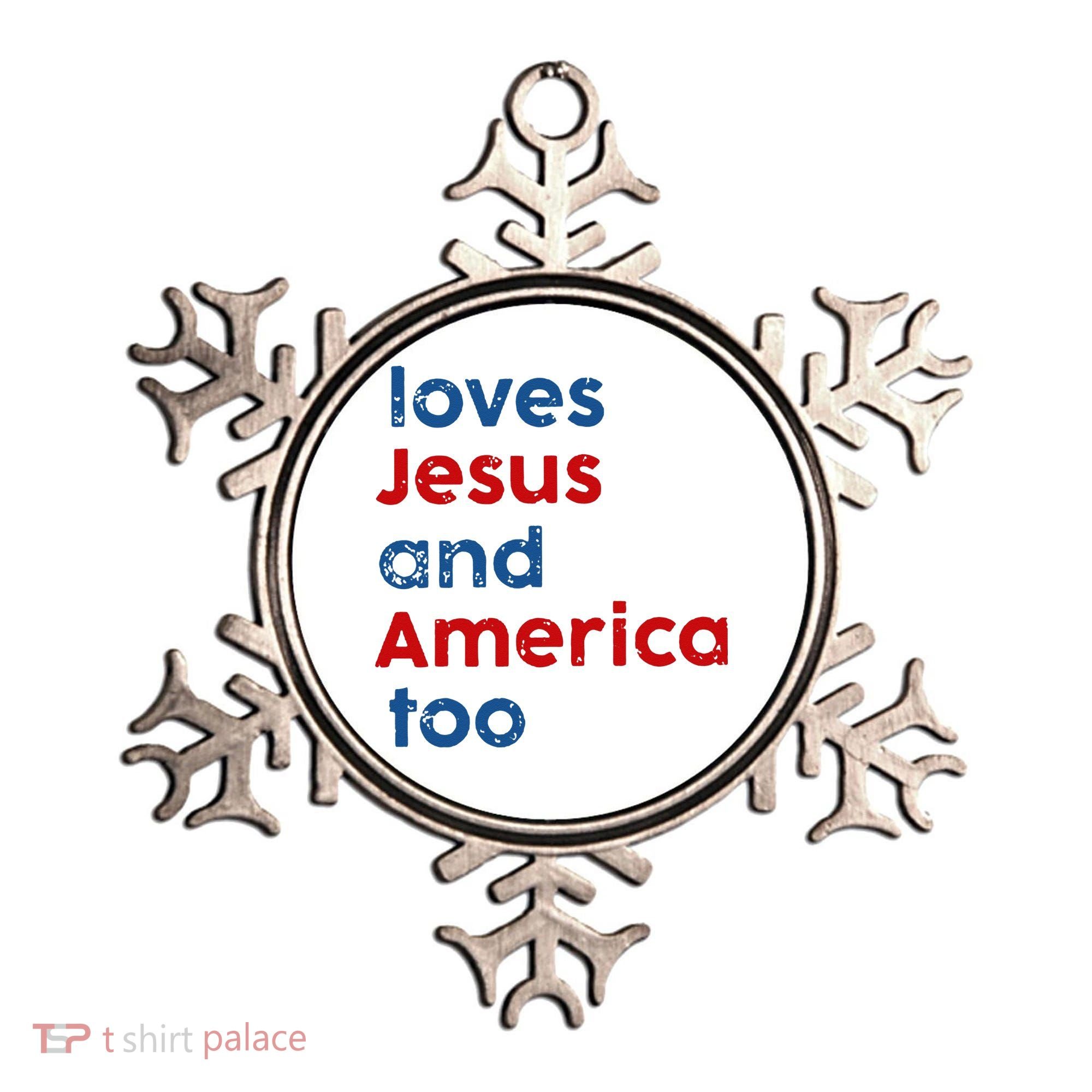 Loves Jesus and America Too Ornament