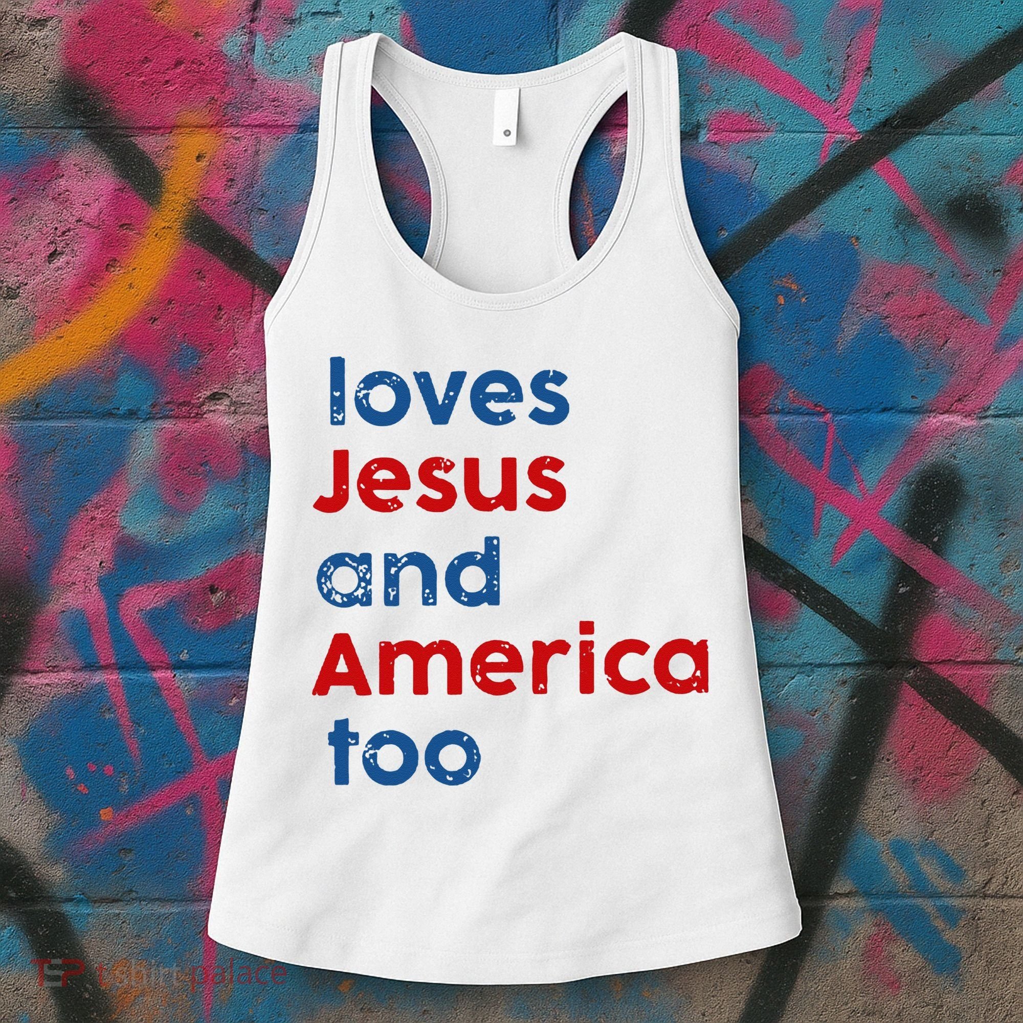 Loves Jesus and America Too Women's Tank Top