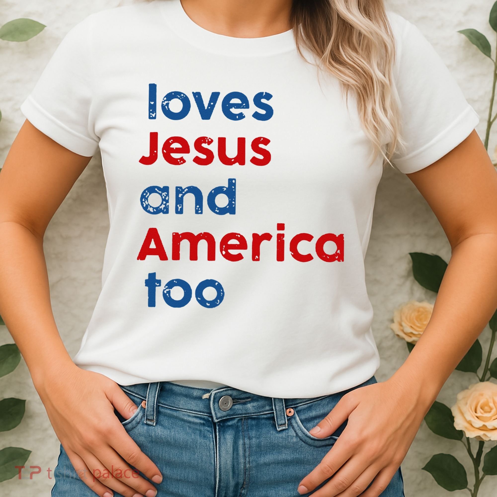 Loves Jesus and America Too Women's T-Shirt