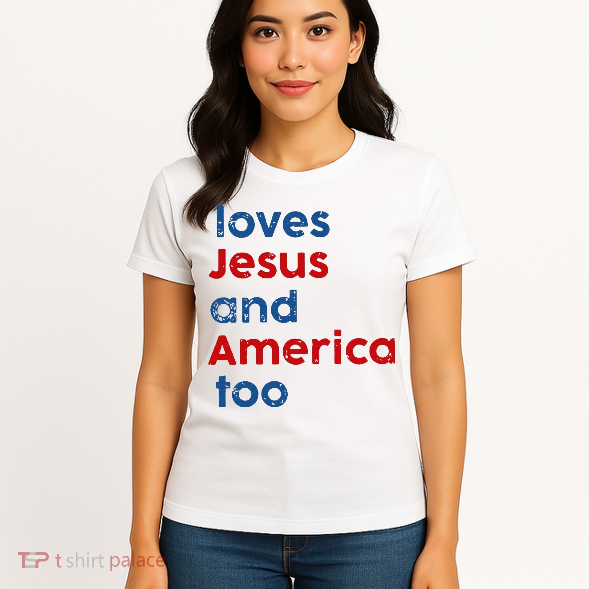 Loves Jesus and America Too Women's T-Shirt