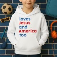 Loves Jesus and America Too Kids Hoodie thumb 2