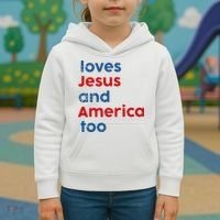 Loves Jesus and America Too Kids Hoodie thumb 3