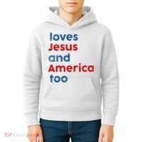 Loves Jesus and America Too Kids Hoodie thumb 4