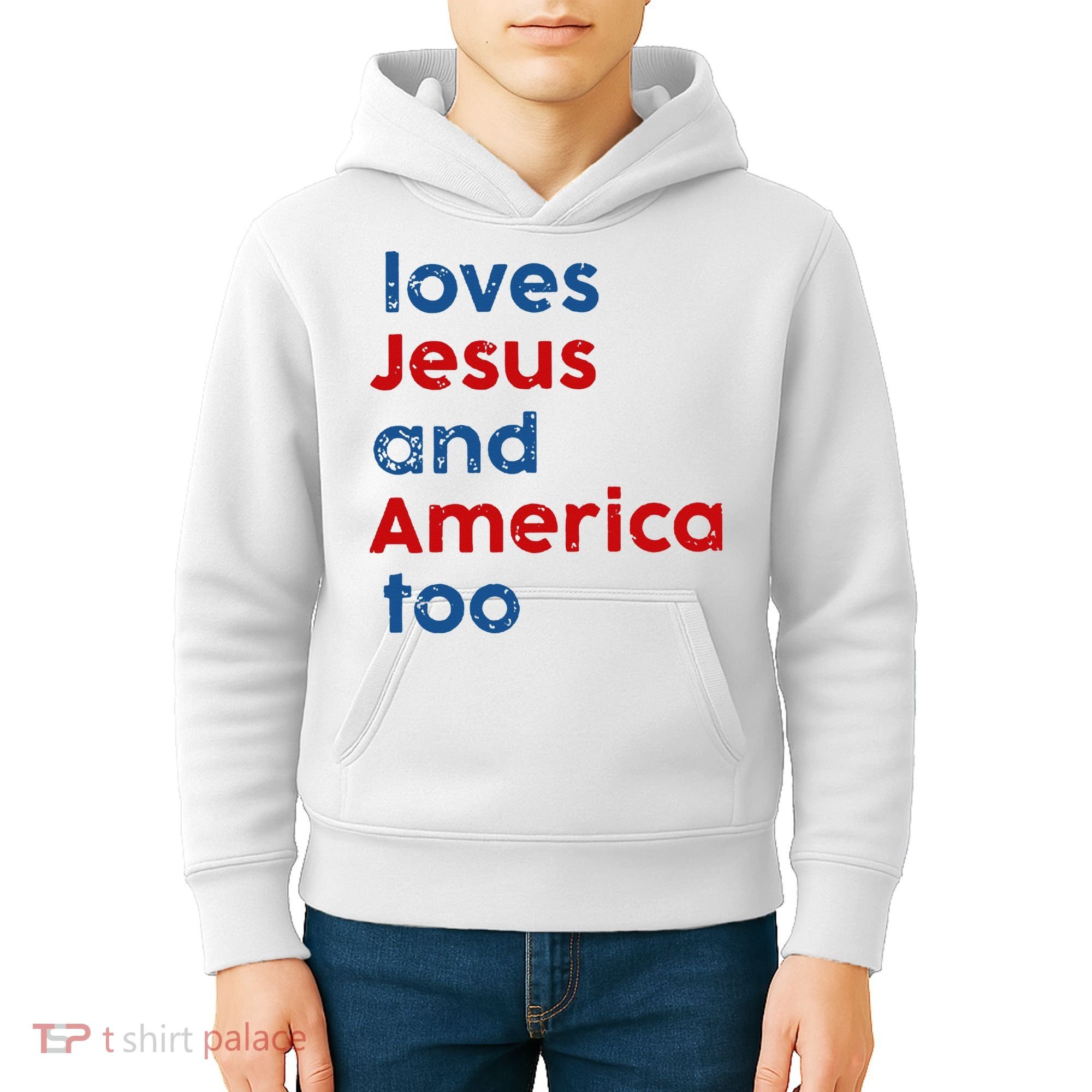 Loves Jesus and America Too Kids Hoodie