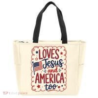 Loves Jesus And America Too Tote Bag thumb 0