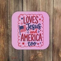 Loves Jesus And America Too Coaster thumb 0