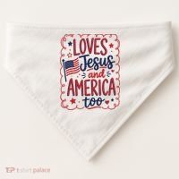 Loves Jesus And America Too USA-Made Doggie Bandana thumb 0