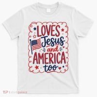 Loves Jesus And America Too T-Shirt thumb 0