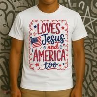 Loves Jesus And America Too T-Shirt thumb 3