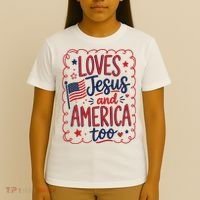 Loves Jesus And America Too T-Shirt thumb 4