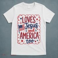Loves Jesus And America Too T-Shirt thumb 5