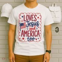Loves Jesus And America Too T-Shirt thumb 6