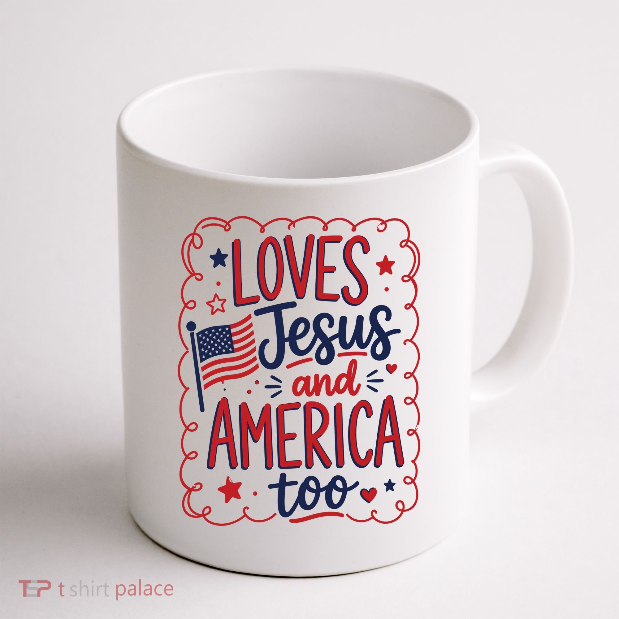 Loves Jesus And America Too Coffee Mug