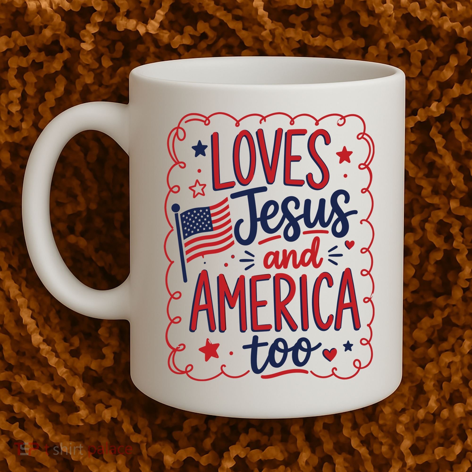Loves Jesus And America Too Coffee Mug