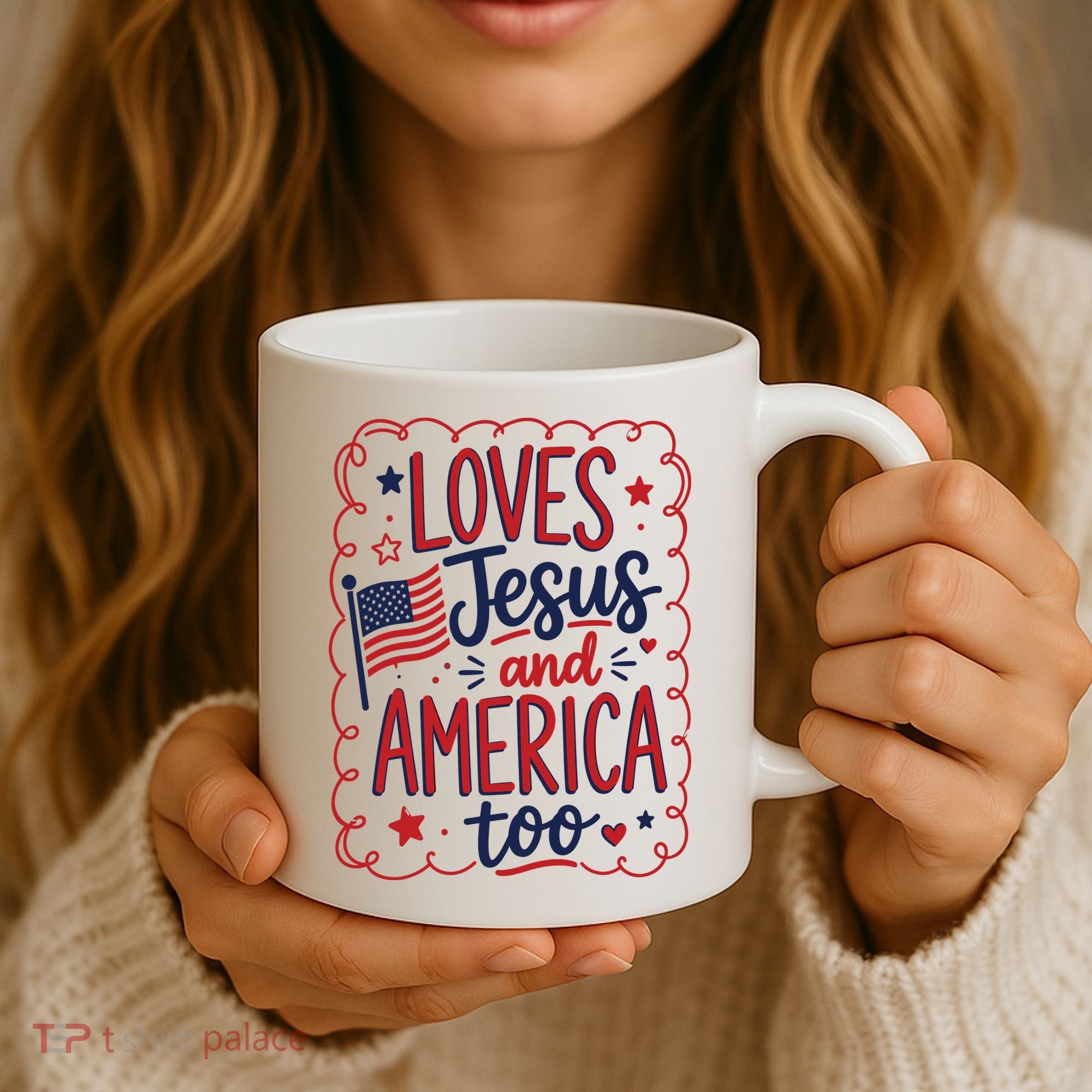 Loves Jesus And America Too Coffee Mug