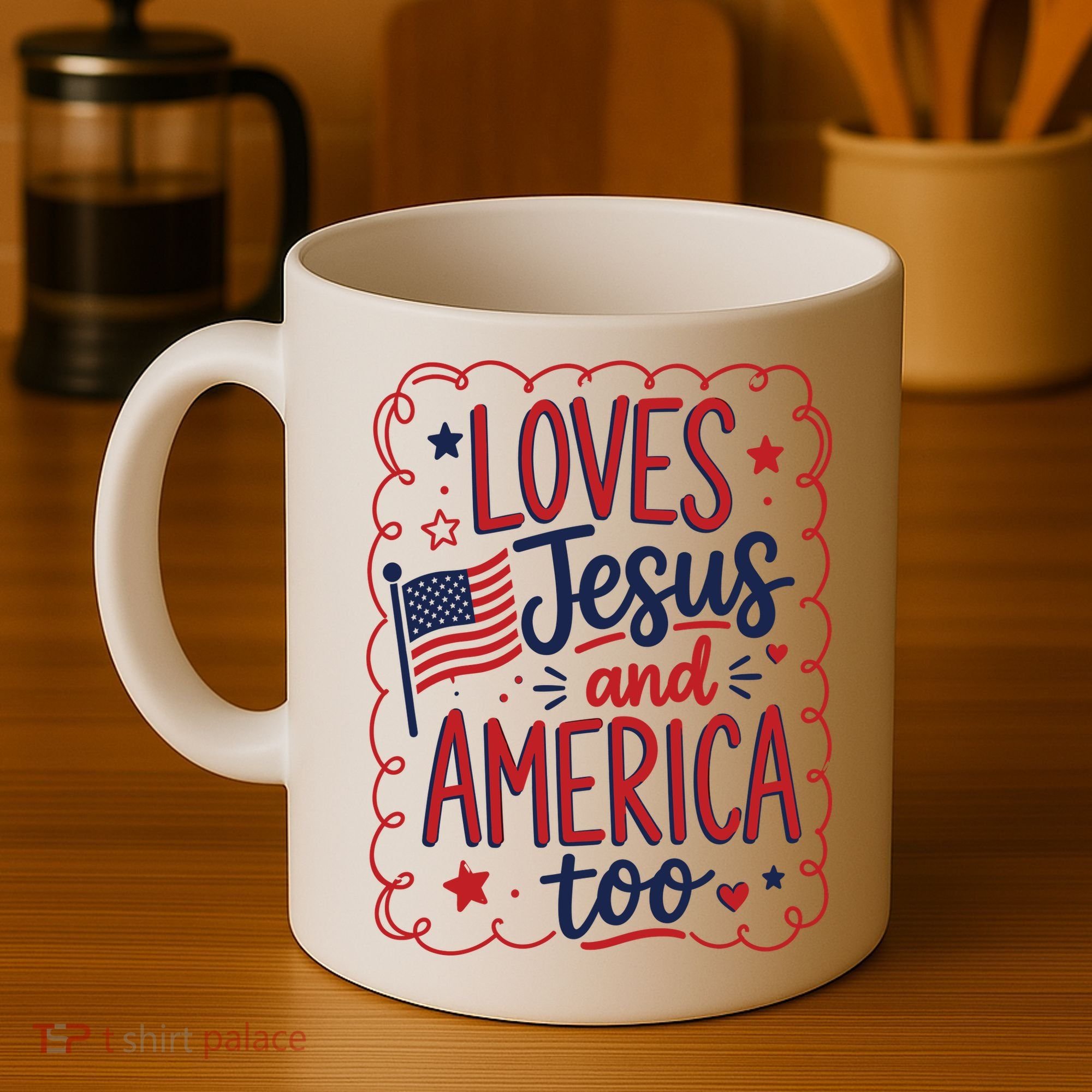 Loves Jesus And America Too Coffee Mug