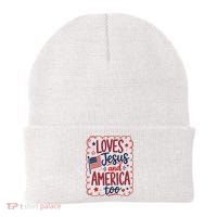 Loves Jesus And America Too Beanie thumb 0