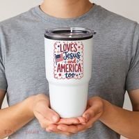 Loves Jesus And America Too Tumbler thumb 2