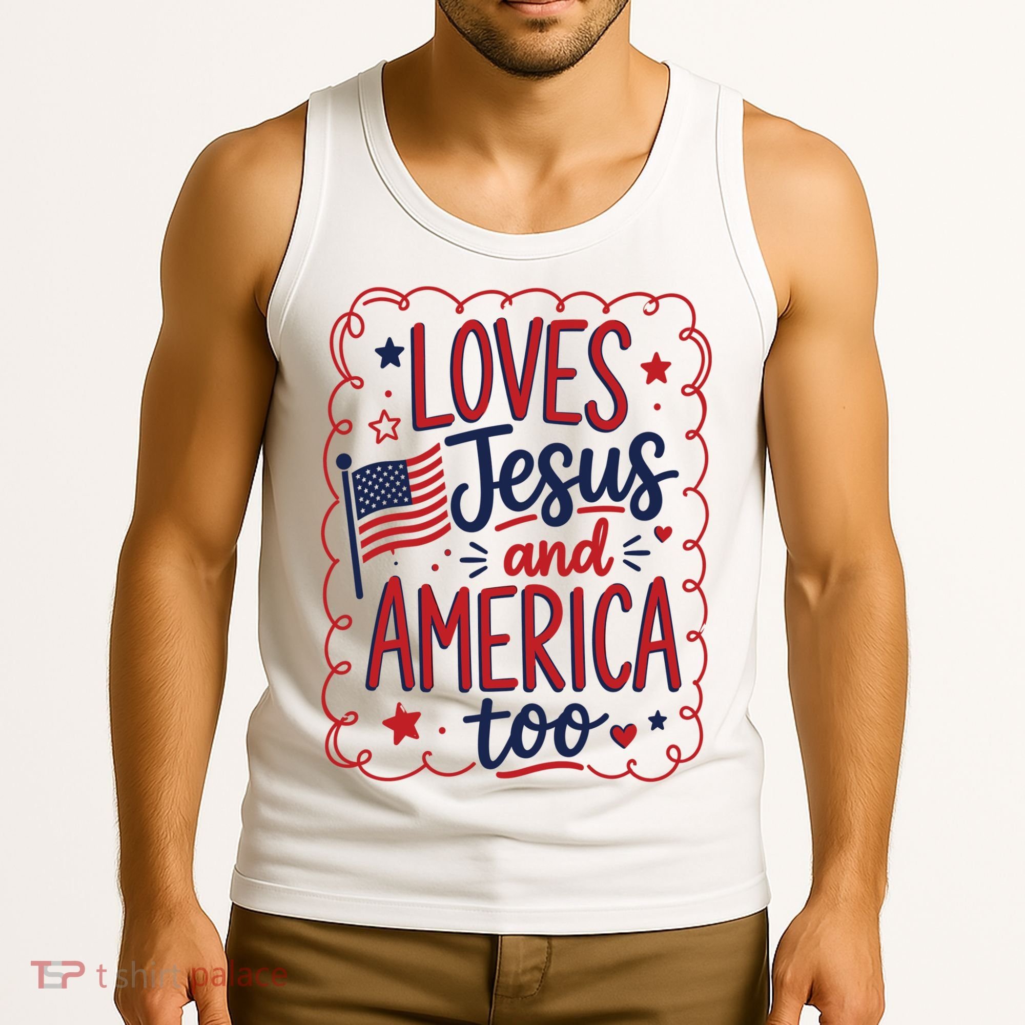 Loves Jesus And America Too Tank Top