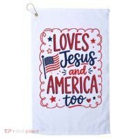 Loves Jesus And America Too Golf Towel thumb 0