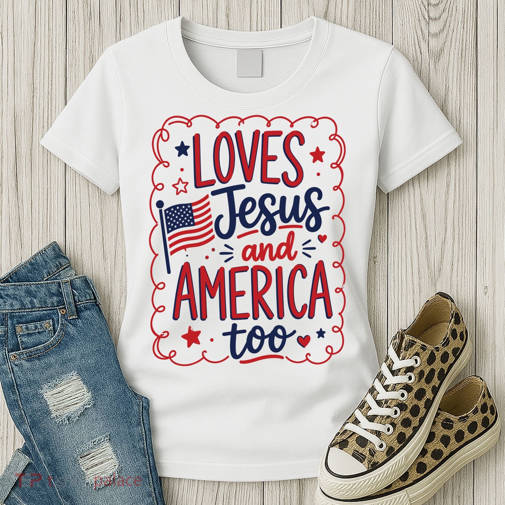 Loves Jesus And America Too Women's T-Shirt