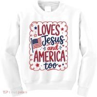 Loves Jesus And America Too Kids Sweatshirt thumb 0