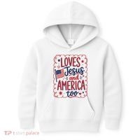Loves Jesus And America Too Kids Hoodie thumb 0
