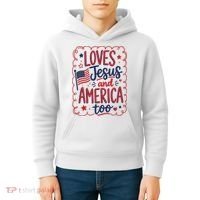 Loves Jesus And America Too Kids Hoodie thumb 4