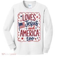 Loves Jesus And America Too Kids Long Sleeve Shirt thumb 0