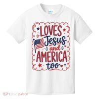 Loves Jesus And America Too Kids T-Shirt thumb 0