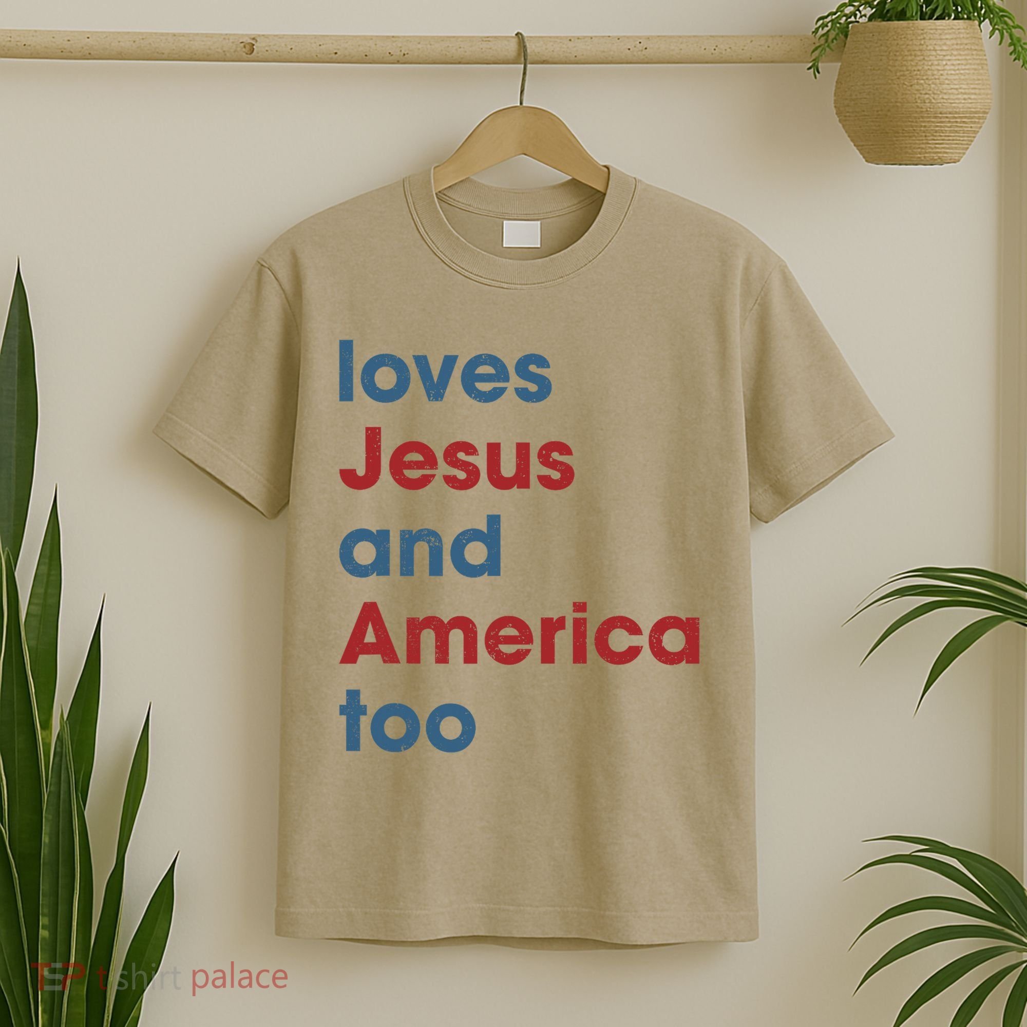 Loves Jesus And America Too Christian Patriot T-Shirt