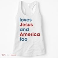 Loves Jesus And America Too Christian Patriot Women's Tank Top thumb 0