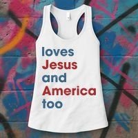 Loves Jesus And America Too Christian Patriot Women's Tank Top thumb 3