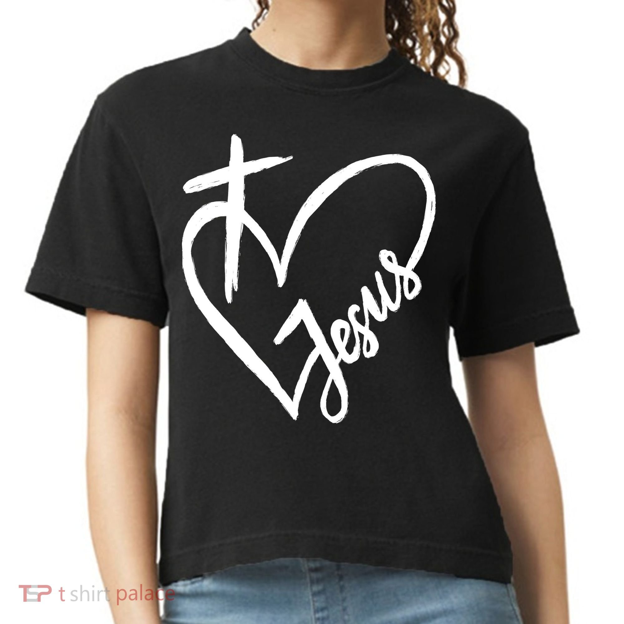 Love Jesus Cross Heart Comfort Colors Boxy T-Shirt