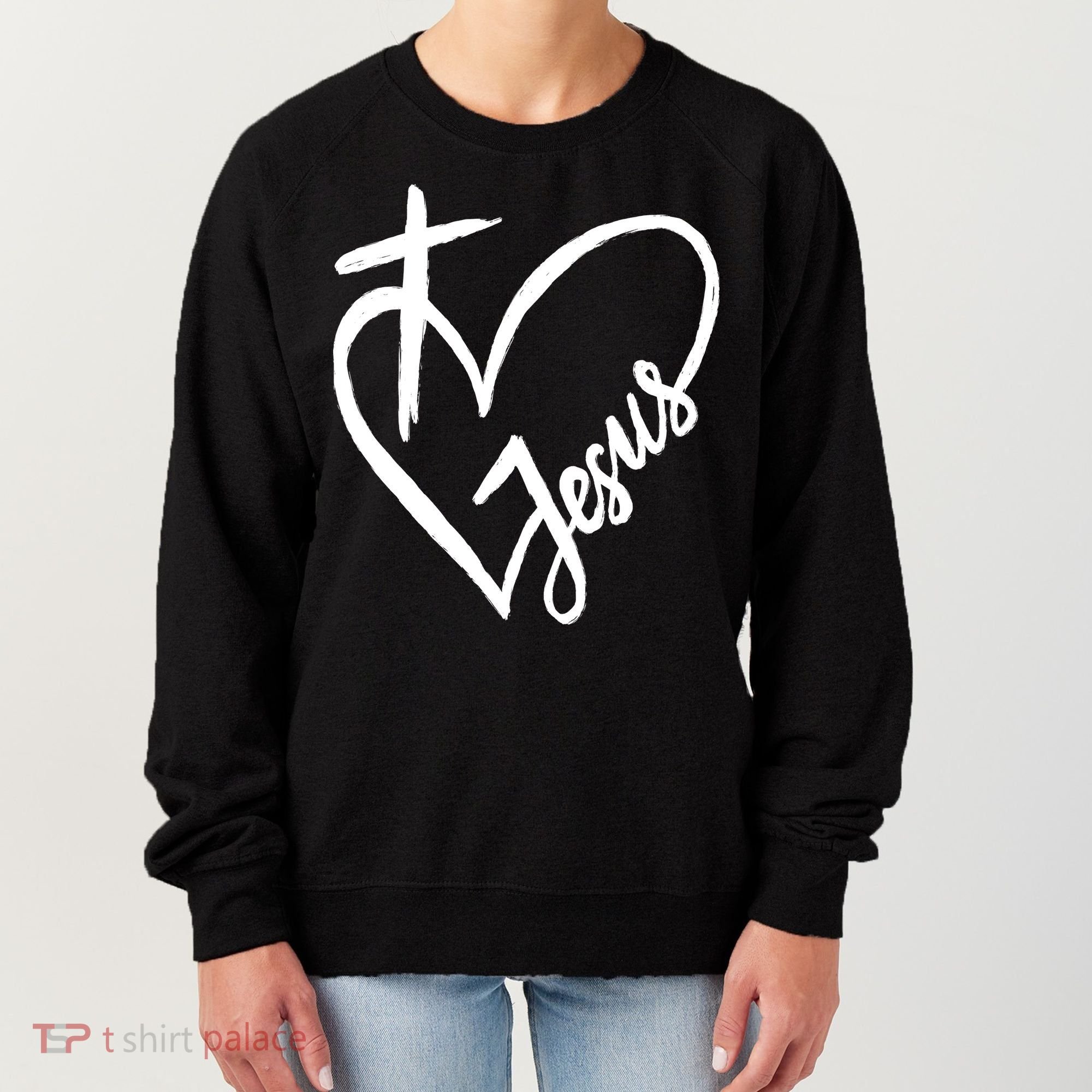 Love Jesus Cross Heart Women's Sweatshirt