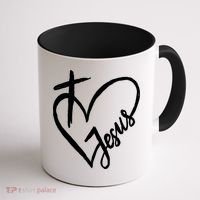 Love Jesus Cross Heart Coffee Mug thumb 1