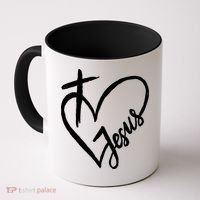 Love Jesus Cross Heart Coffee Mug thumb 0