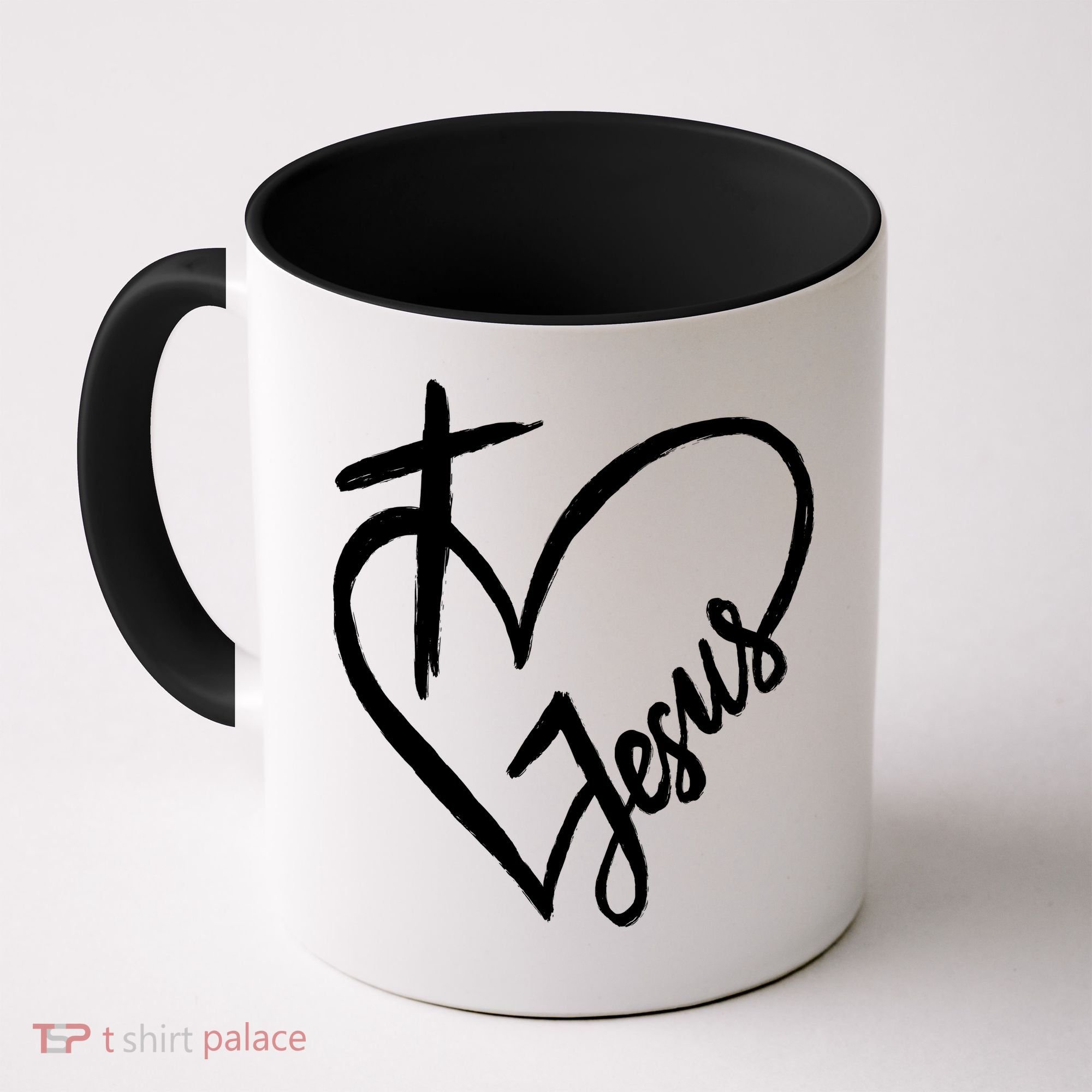 Love Jesus Cross Heart Coffee Mug