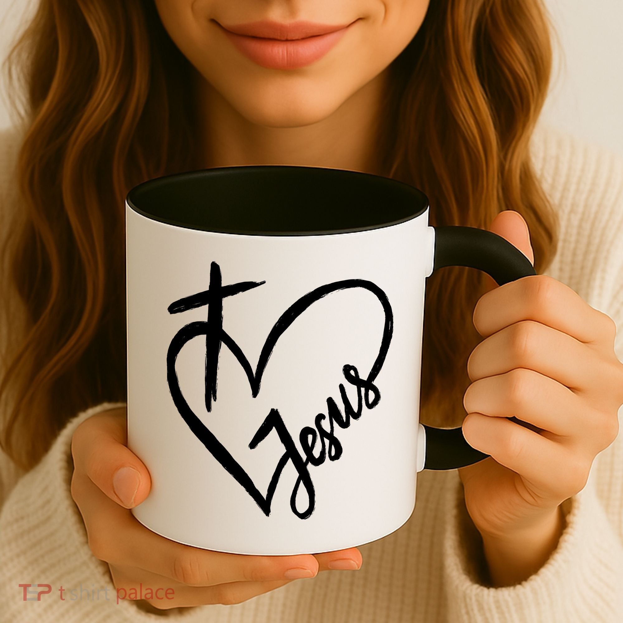 Love Jesus Cross Heart Coffee Mug
