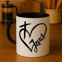 Love Jesus Cross Heart Coffee Mug thumb 4