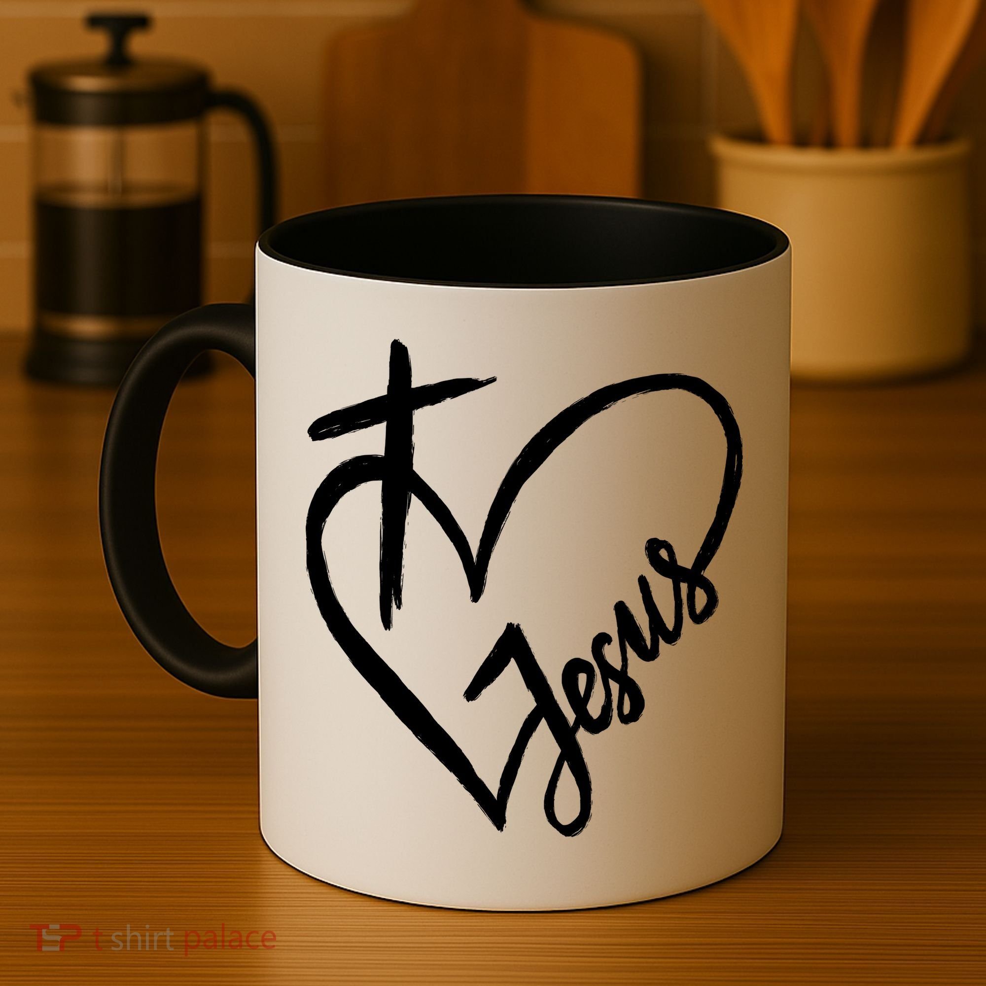 Love Jesus Cross Heart Coffee Mug